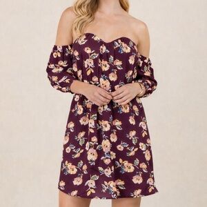 NEW BUSTIER OFF SHOULDER FLORAL SHIFT DRESS